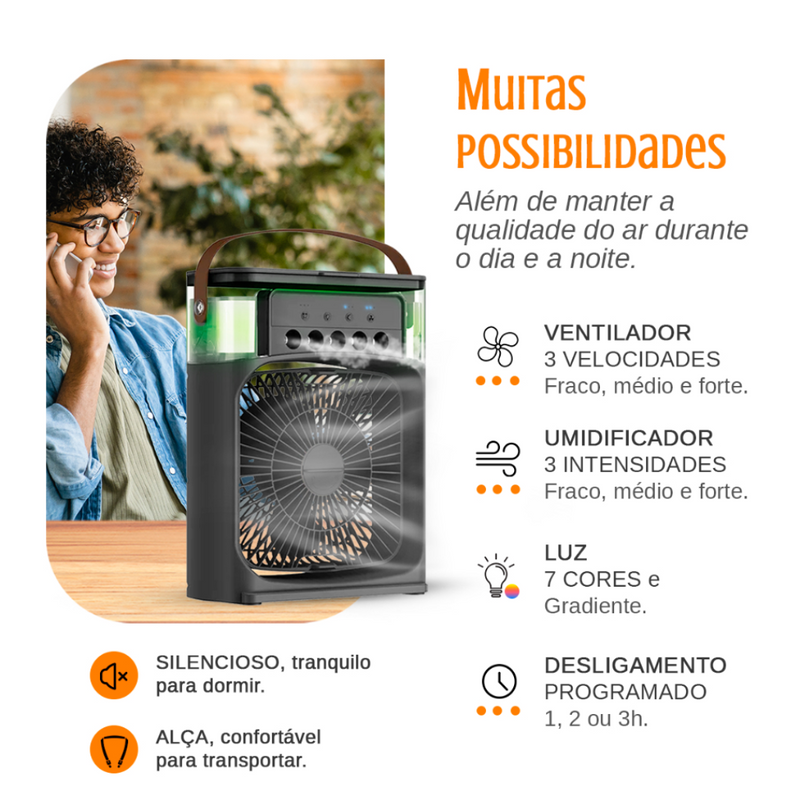 PureAir 4 em 1 - Ventilador de Mesa, Umidificador de Ar, Aromatizador e Luminária - Super Ofertas