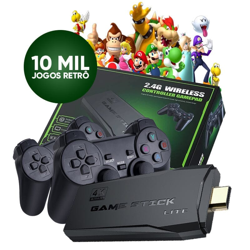 Game Stick com 10mil Jogo Retrô 4K com 2 Controles - Super Ofertas