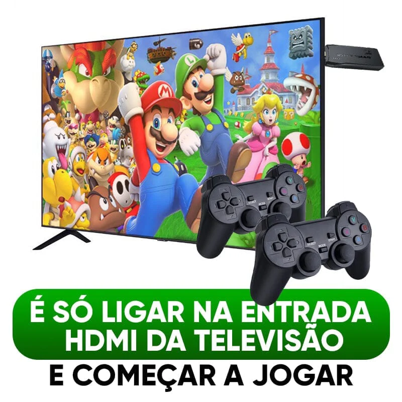 Game Stick com 10mil Jogo Retrô 4K com 2 Controles - Super Ofertas