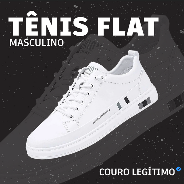 Tênis Masculino Flat - Couro Legítimo - Super Ofertas